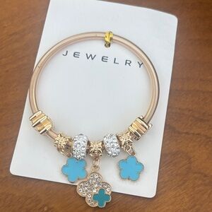 Gold and Blue Charm Bracelet